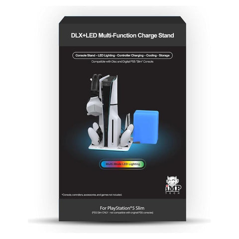 Imp Gaming DLX LED Twin Charging Tower With Cooling Fans & Game Storage Stand PlayStation 5 Slim