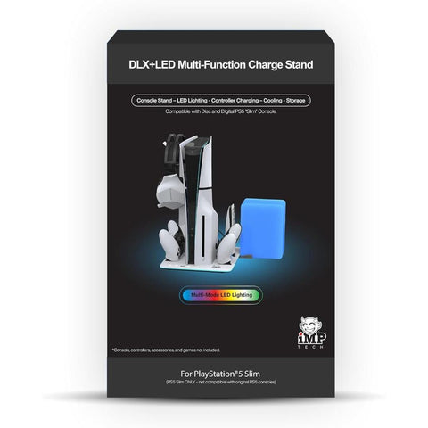 Imp Gaming DLX LED Twin Charging Tower With Cooling Fans & Game Storage Stand PlayStation 5 Slim