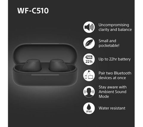SONY WF-C510 Wireless Bluetooth Earbuds - Black