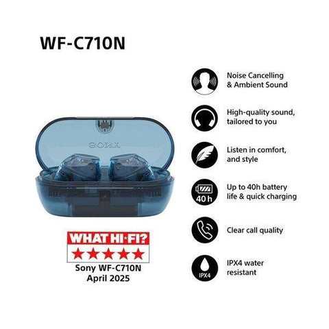 SONY WF - C710N Wireless Bluetooth Noise - Cancelling Earbuds - Glass Blue - Fotosound Jersey LTD.