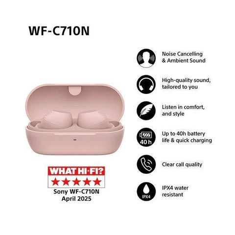 SONY WF - C710N Wireless Bluetooth Noise - Cancelling Earbuds - Pink - Fotosound Jersey LTD.