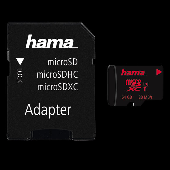 Hama Micro SDHC 64GB UHS C3 80MB/s + Adaptor