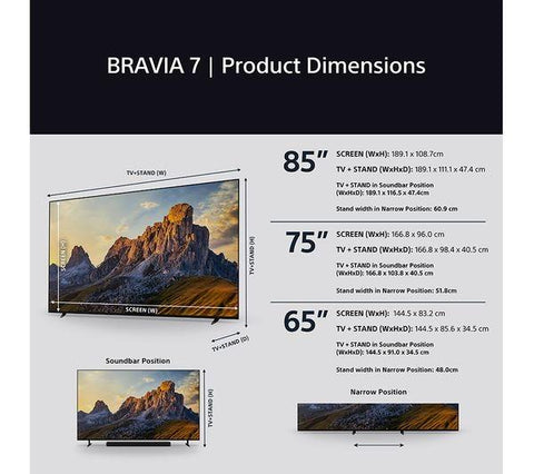 SONY BRAVIA 7 85" Smart 4K Ultra HD HDR QLED Mini LED TV with Google TV & Assistant
