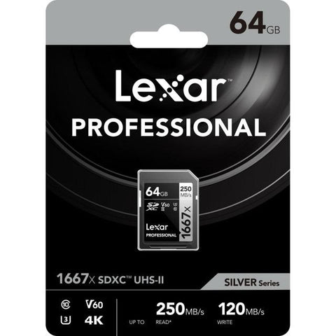 Lexar 64GB SDXC Silver UHS-II R250/W120MB/s V60