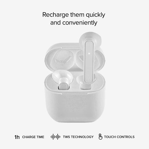 MUSIC HERO Nubox True Wireless Stereo Semi In-Ear Headphone with 300 mAh Charging Case - White