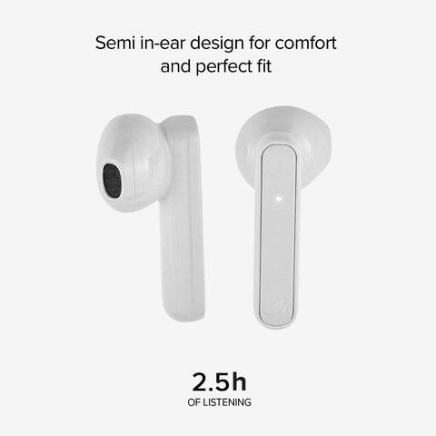 MUSIC HERO Nubox True Wireless Stereo Semi In-Ear Headphone with 300 mAh Charging Case - White