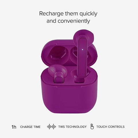 MUSIC HERO Nubox True Wireless Stereo Semi In-Ear Headphone with 300 mAh Charging Case - Purple