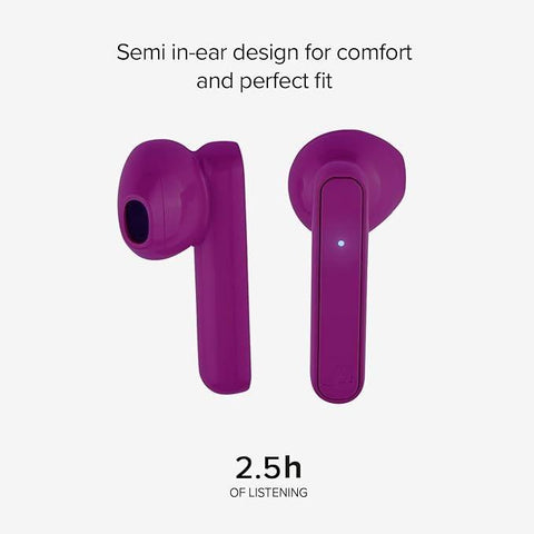 MUSIC HERO Nubox True Wireless Stereo Semi In-Ear Headphone with 300 mAh Charging Case - Purple