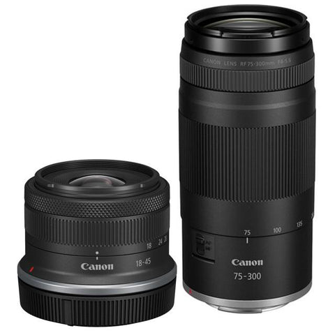 Canon EOS R100 Mirrorless Camera with 18-45 and 75-300mm lenses