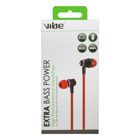 Vibe Extra Bass Power Earphones - Red