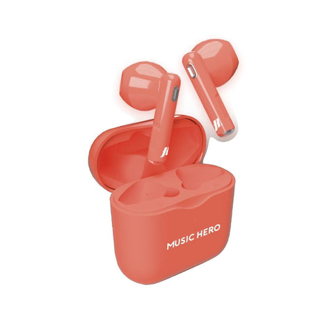 Music Hero FLUO True Wireless Earbuds - Red