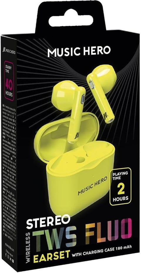 Music Hero FLUO True Wireless Earbuds - Yellow