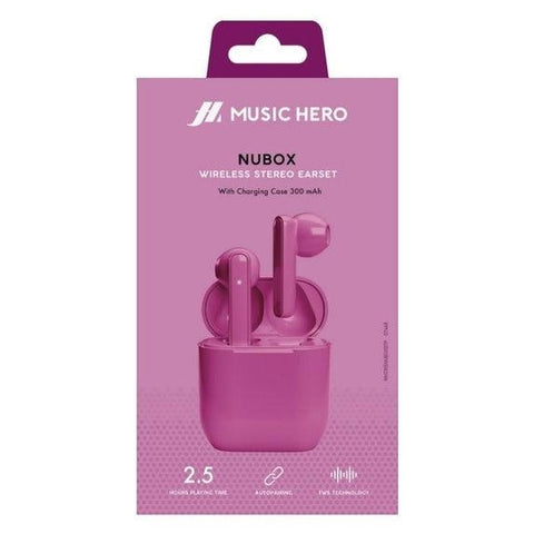 Music Hero NUBOX True Wireless Earbuds - Pink