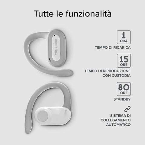 Music Hero HYDRA Open Wireless Earbuds - White