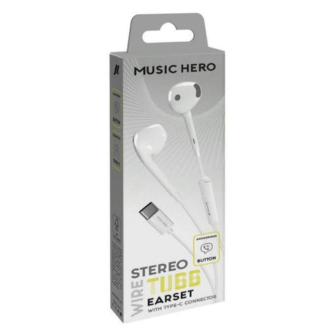 Music Hero TUBB USB-C Wired Earphones - White
