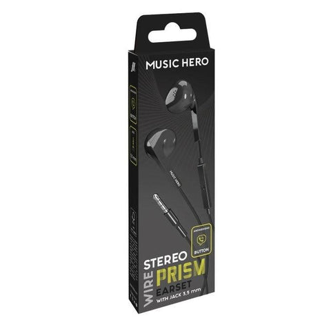 Music Hero PRISM 3.5mm Wired Earphones - Black