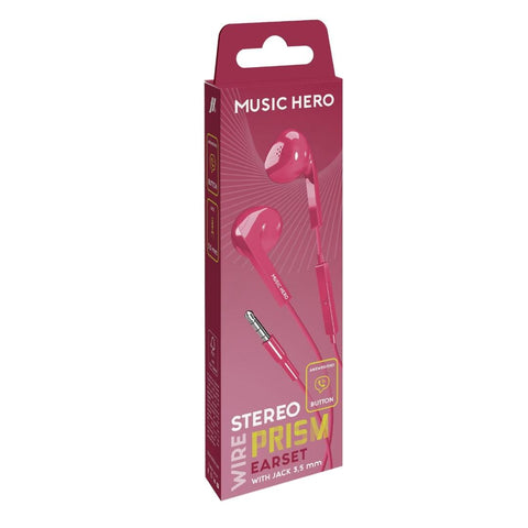 Music Hero TUNE SILKY 3.5mm Wired Earphones - Pink