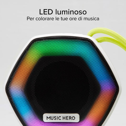 Music Hero Ibiza 5W Bluetooth Speaker with LED - White