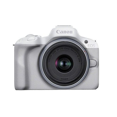 CANON EOS R50 Mirrorless Camera with RF - S 18 - 45 mm f/4.5 - 6.3 IS STM Lens - White - Fotosound Jersey LTD.