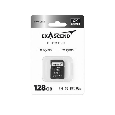 EXASCEND ELEMENT 128GB SDXC UHS-I V30 W80MB/S - 148506 - Fotosound