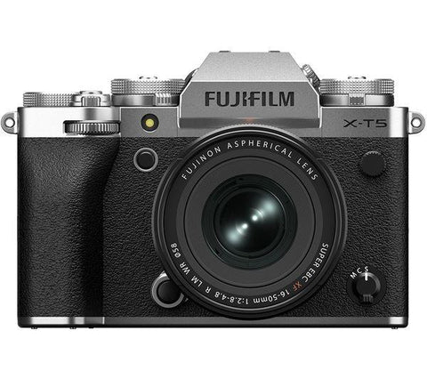 FUJIFILM X-T5 Mirrorless Camera with FUJINON XF 16-50 mm f/2.8-4 R LM WR Lens - Silver - Fotosound Jersey LTD.