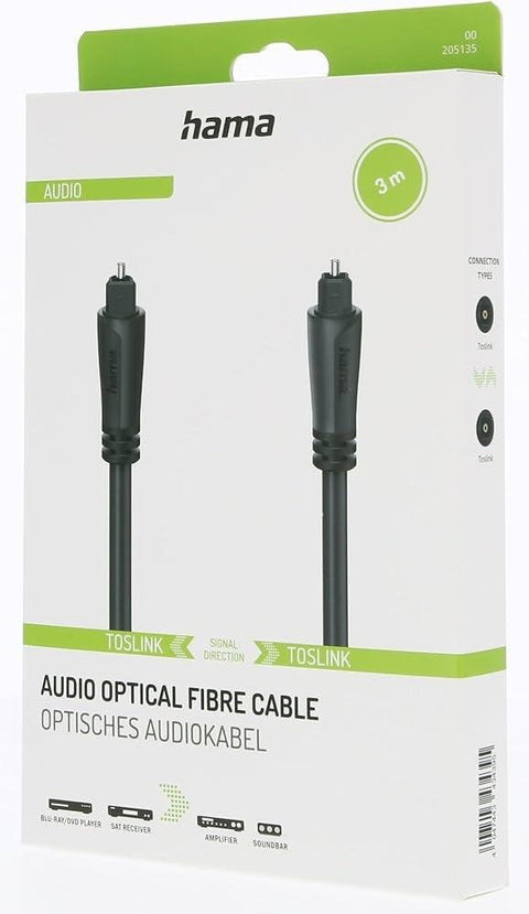 Hama Audio Optical Fibre Cable, ODT Plug (Toslink), 1.5 Metre - Fotosound
