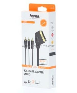 Hama Video Cable - SCART Male to 3x RCA Male (Video/Stereo), Gold-Plated, 1.5 Metre - Fotosound