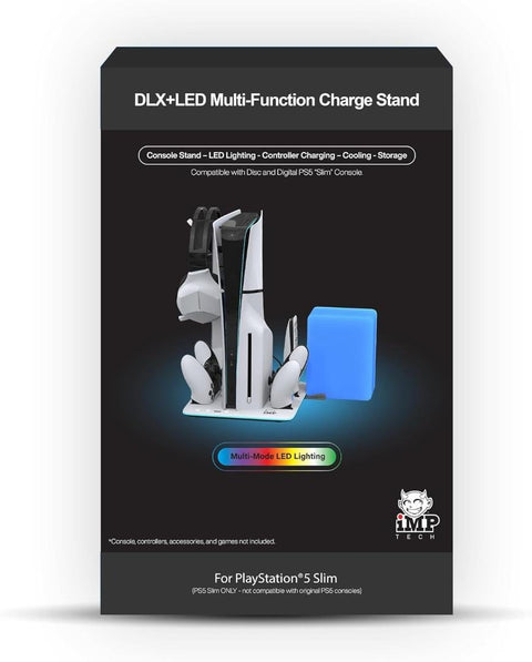 Imp Gaming DLX LED Twin Charging Tower With Cooling Fans & Game Storage Stand PlayStation 5 Slim - Fotosound Jersey LTD.