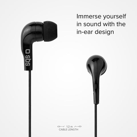 In-ear stereo earset Studio Mix 10, jack 3,5 mm with microphone and answer button - Black - Fotosound