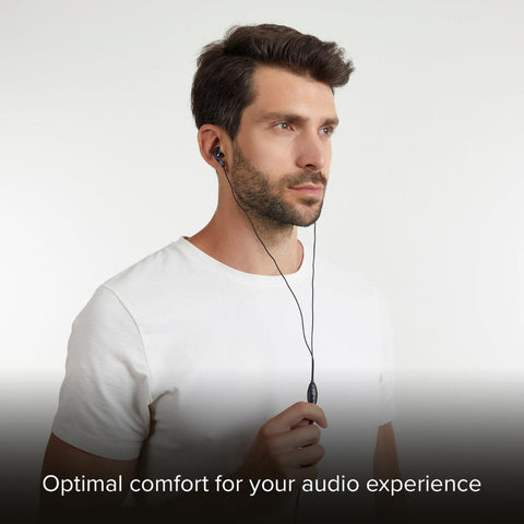 In-ear stereo earset Studio Mix 10, jack 3,5 mm with microphone and answer button - Black - Fotosound