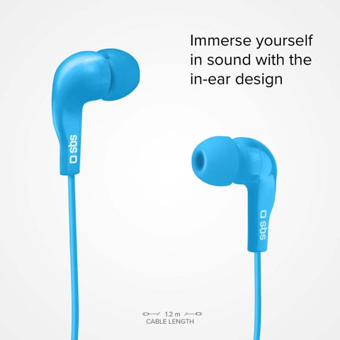 In-ear stereo earset Studio Mix 10, jack 3,5 mm with microphone and answer button - Blue - Fotosound