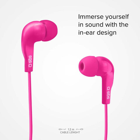 In-ear stereo earset Studio Mix 10, jack 3,5 mm with microphone and answer button - Pink - Fotosound
