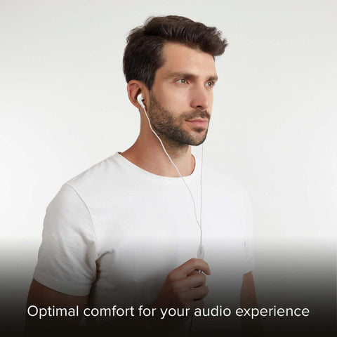 In-ear stereo earset Studio Mix 10, jack 3,5 mm with microphone and answer button - White - Fotosound