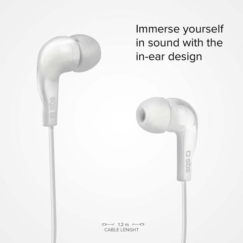 In-ear stereo earset Studio Mix 10, jack 3,5 mm with microphone and answer button - White - Fotosound