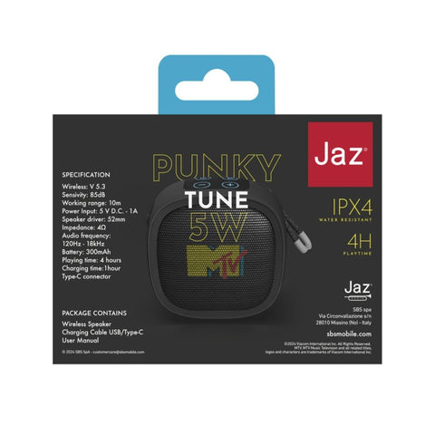 JAZ PUNKY TUNE MTV SPEAKER 5W BLACK TEJZSPEAKMTVK - Fotosound