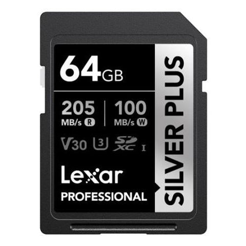 Lexar 64GB SDXC Silver Plus R255/W135MB/s V30 - Fotosound Jersey LTD.