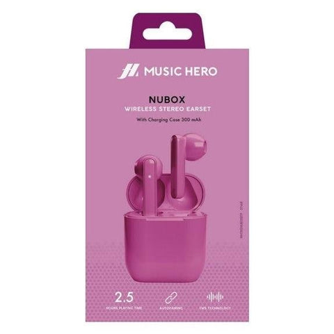 Music Hero NUBOX True Wireless Earbuds - Pink - Fotosound Jersey LTD.