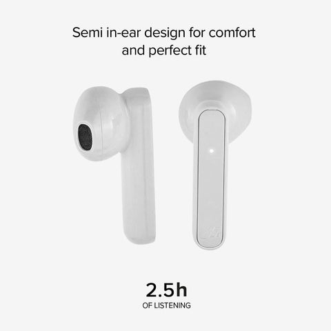 MUSIC HERO Nubox True Wireless Stereo Semi In-Ear Headphone with 300 mAh Charging Case - White - Fotosound Jersey LTD.