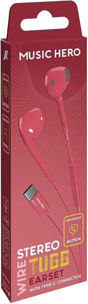Music Hero TUBB USB-C Wired Earphones - Pink - Fotosound Jersey LTD.