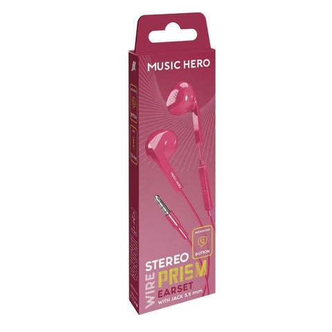 Music Hero TUNE SILKY 3.5mm Wired Earphones - Pink - Fotosound Jersey LTD.