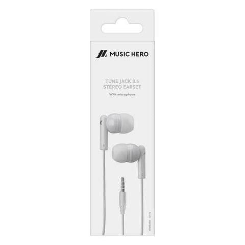 Music Hero TUNE SILKY 3.5mm Wired Earphones - White - Fotosound Jersey LTD.