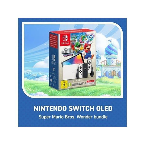 Nintendo Switch OLED White +Mario Wonder +12M Online pass - Fotosound Jersey LTD.