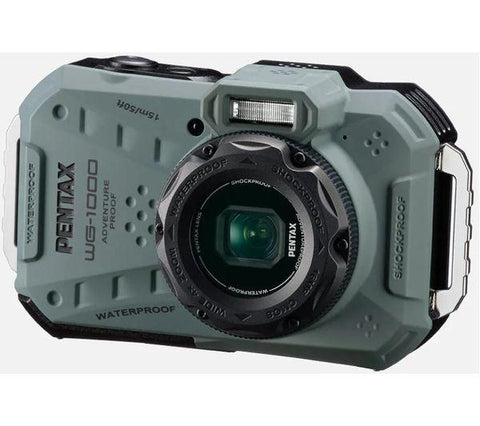 Pentax WG-1000 Camera Olive 16MP 4xZoom 2.7LCD FHD Wtprf 15m - Fotosound