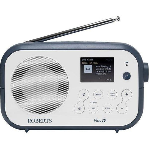 ROBERTS Play 30 Portable DAB+/FM Bluetooth Radio - Blue & White - Fotosound