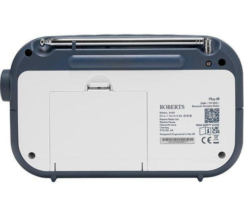 ROBERTS Play 30 Portable DAB+/FM Bluetooth Radio - Blue & White - Fotosound Jersey LTD.