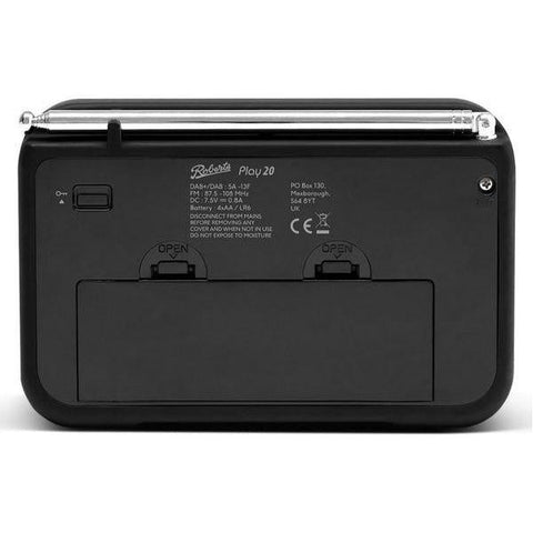 ROBERTS PLAY20BK Portable DAB+/FM Bluetooth Radio - Black - Fotosound