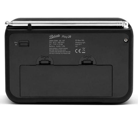 ROBERTS PLAY20BK Portable DAB+/FM Bluetooth Radio - Black - Fotosound Jersey LTD.