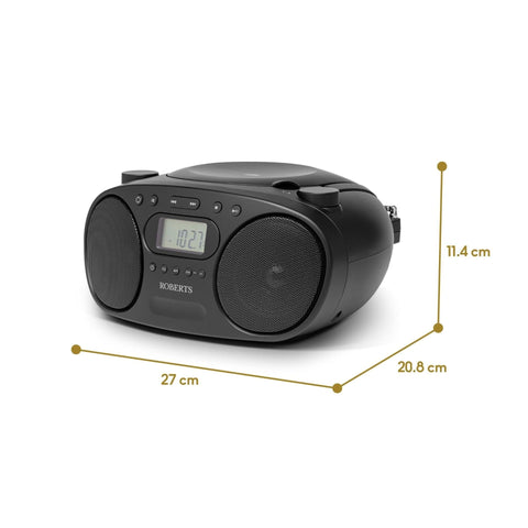 Roberts Zoombox FM/AM CD Boombox - Black - Fotosound