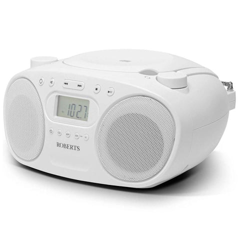 Roberts Zoombox FM/AM CD Boombox - White - Fotosound Jersey LTD.