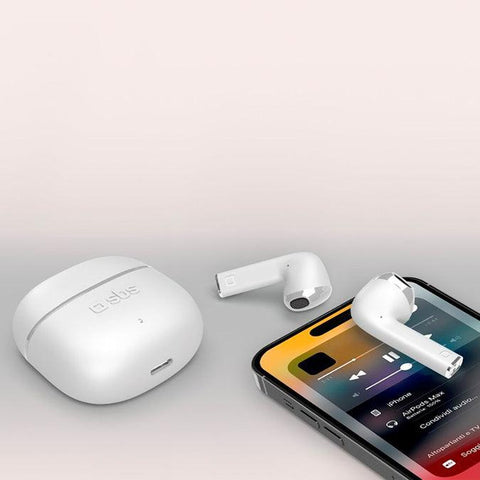 SBS SEMI IN EAR EARPHONES TOUCH CONTROLS CASE 300MAH WHITE TEEARTWSCOLW - Fotosound